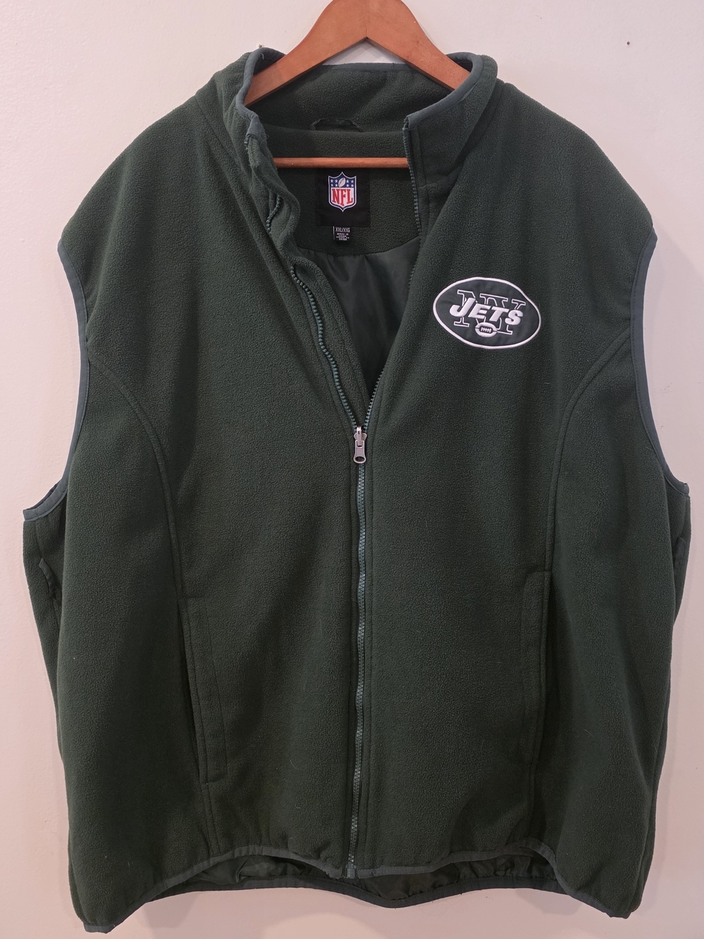 NFL Vintage New York Jets Men's Forest‎ Green Fleece Vest XXL